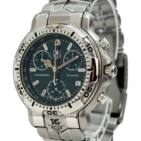 Tag Heuer 41mm Men's Vintage 6000 Series Green Dial Chronograph Watch